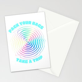 Pack your bags, take a trip - Holographic Trippy Warp Stationery Card