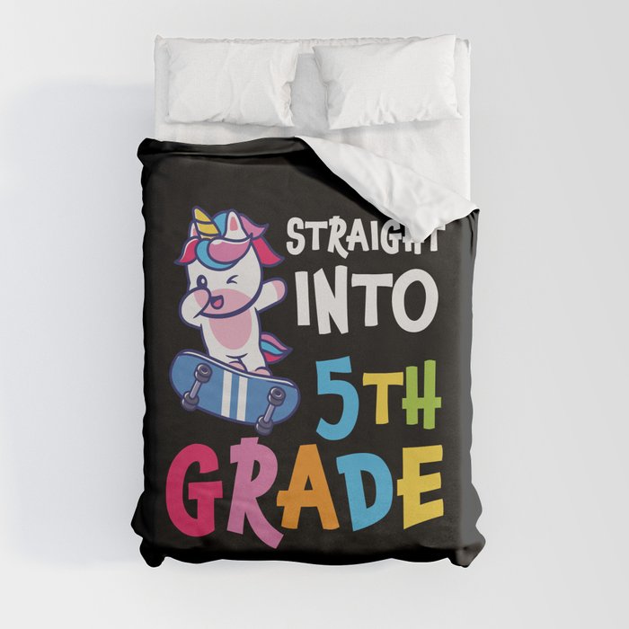 Straight Into 5th Grade Dabbing Unicorn Duvet Cover