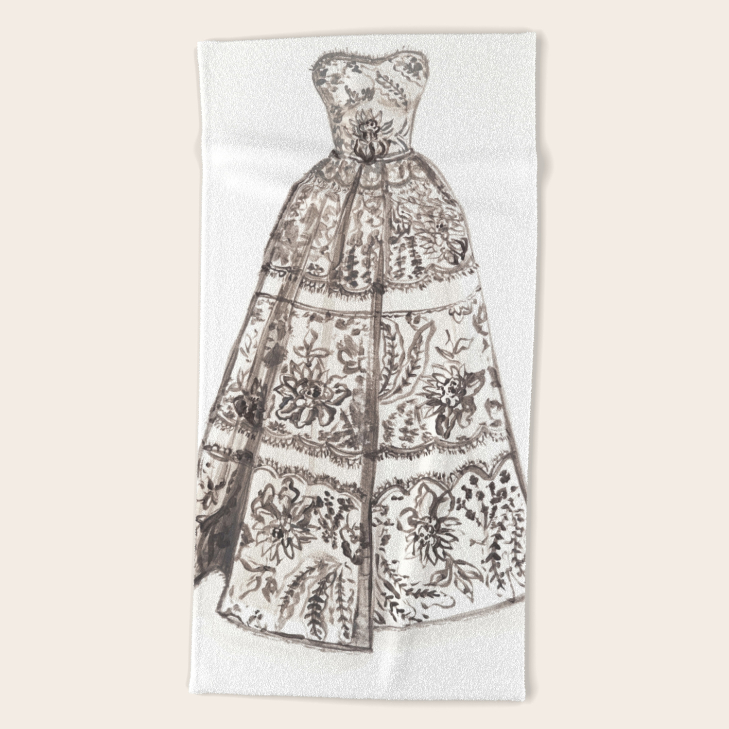 Wedding Dress Drawing Bridesmaids Gift Wedding Dress Sketch Beach Towel By Myartspacepr Society6
