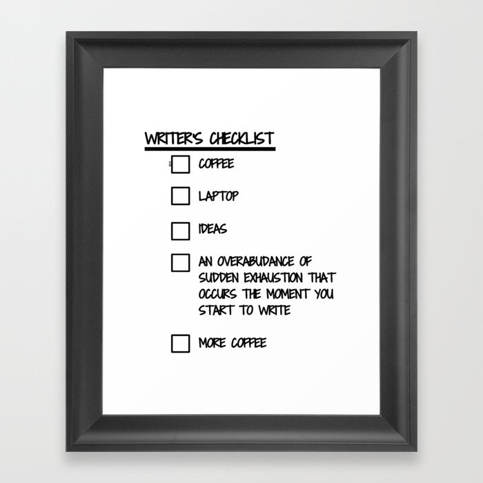 Writer's Checklist Framed Art Print