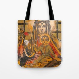 Portrait of the Holy Miraculous Virgin Mary Vintage Retro Artwork Murale Fresco Tote Bag