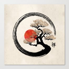 Enso Circle and Bonsai Tree on Canvas Canvas Print