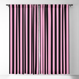 Basic Vertical Stripes - Black and Pastel Pink Blackout Curtain