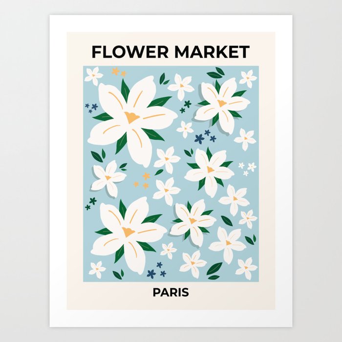 Flower Market Print Paris Retro Floral Art Abstract Flower Print ...