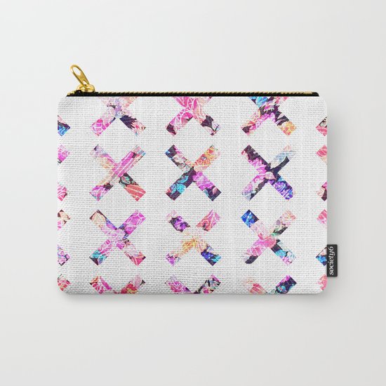 Elegant Vintage Chic Floral Bright Crosses Pattern Carry-All Pouch