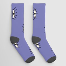 Very Peri modern eyes pattern Socks