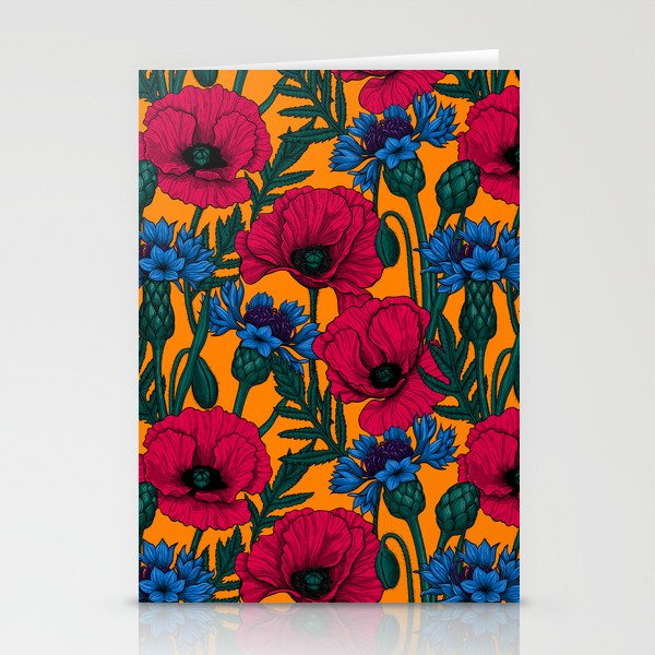 Red poppies and blue cornflowers Stationery Cards