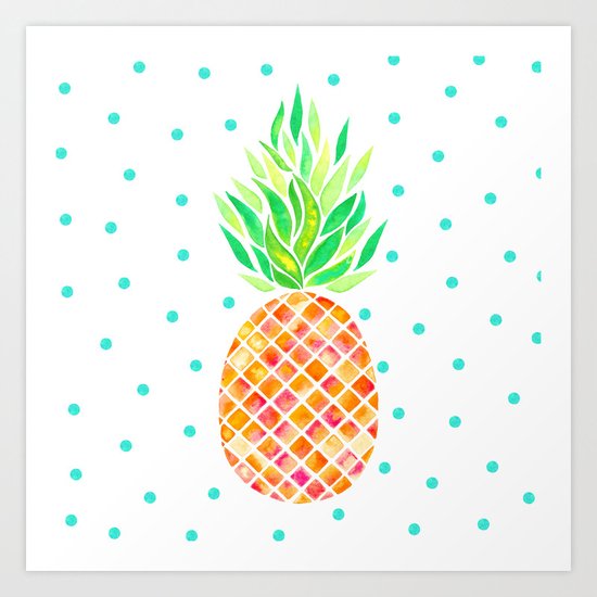 Tangerine Pineapple Art Print