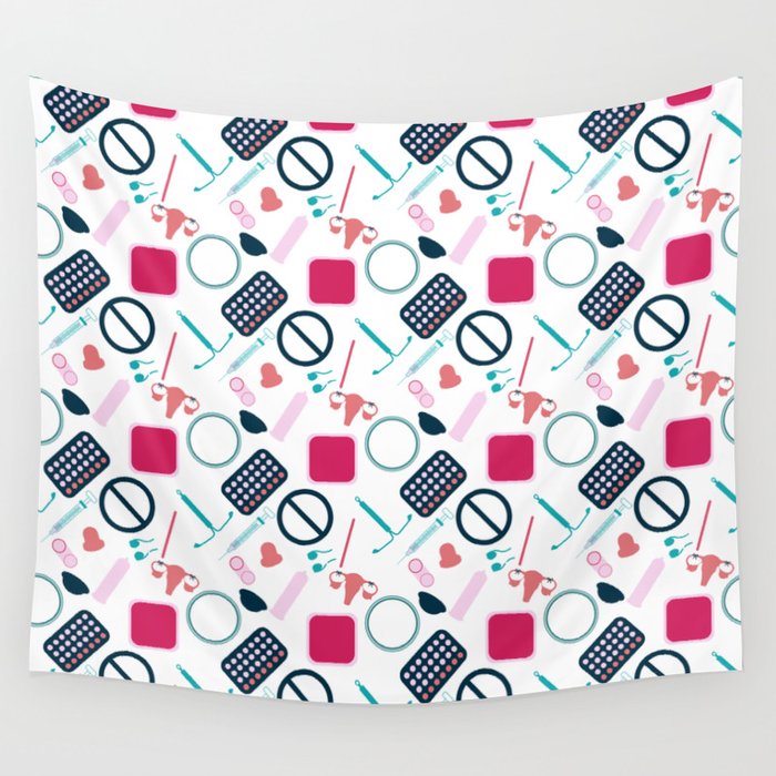 Contraception Pattern Wall Tapestry