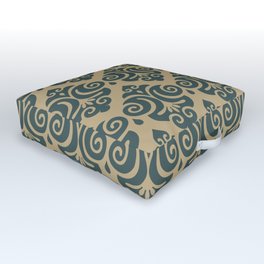 Victorian Gothic Pattern 537 Green and Gold Outdoor Floor Cushion
