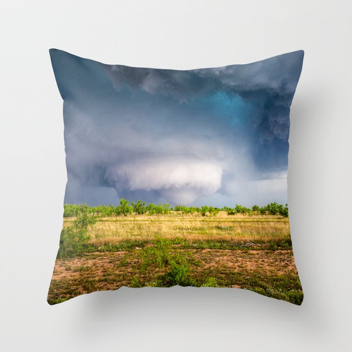 Texas Tornado - Twister Appears Under Mesocyclone on Stormy Spring Day in West Texas Throw Pillow