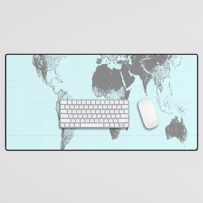 World Map : Gall Peters Aqua Desk Mat