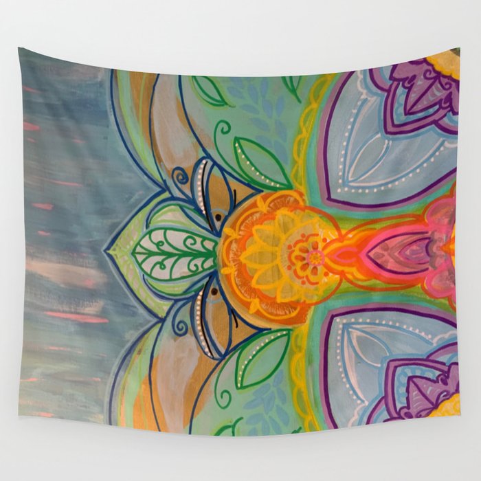 Abstract mandala style garden guardian painting  Wall Tapestry