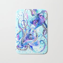 Octopus, Turquoise Blue aquatic Beach design Bath Mat | Tropicalbeach, Painting, Homedecor, Octopuspainting, Blueoctopus, Turquoise, Turquoisebathroom, Beachdesign, Beach, Octopus 
