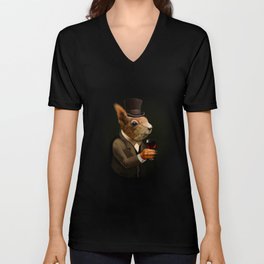 Sophisticated Pet -- Squirrel in Top Hat with glass of wine V Neck T Shirt