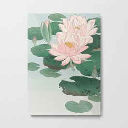 Water Lilies - Japanese Vintage Woodblock Print Metal Print