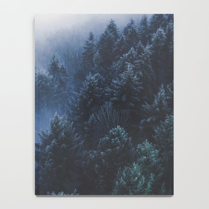 Foggy Blue Purple Mountain Hill Pine Trees Landscape Nature Photography Minimalist Modern Art Notebook