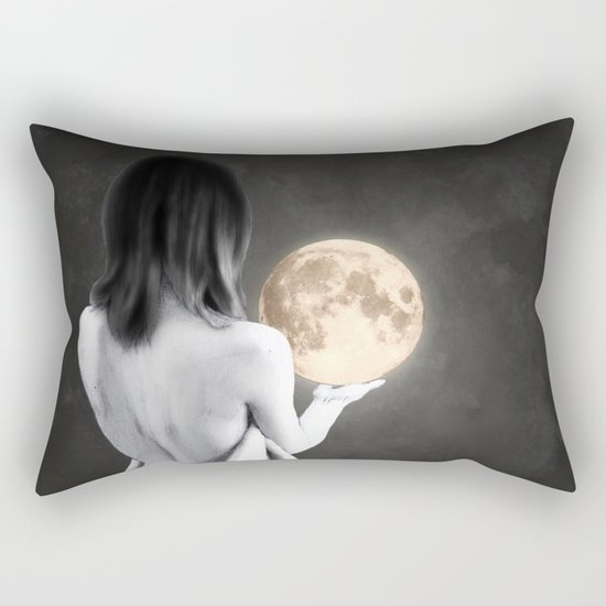 Moon Contemplation Rectangular Pillow