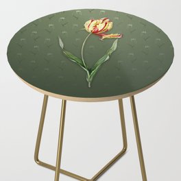 Vintage Didier's Tulip Botanical Pattern on Lunar Green Side Table