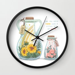 Love & Hope Wall Clock | Glass, Love, Pink, Cute, Yellow, Flowers, Flower, Sunflower, Heyluisa, Hope 