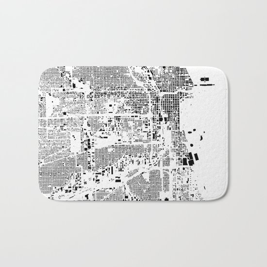 Chicago Map Schwarzplan Only Buildings Bath Mat