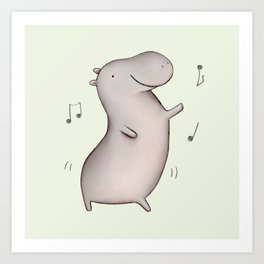 Dancing Hippo Art Print
