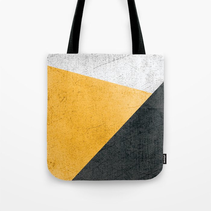 Modern Yellow & Black Geometric Tote Bag