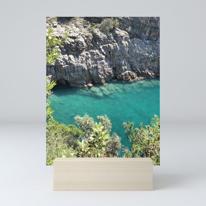 Awesome Green Emerald Sea In Amalfi Coast Italy Poster Mini Art Print