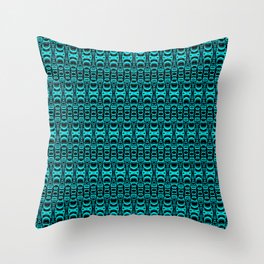 Abstract Pattern Dividers 07 in Turquoise Black Throw Pillow