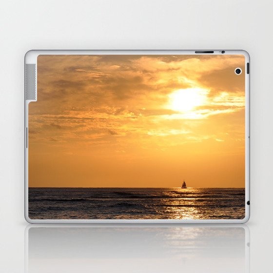 Sunset with sailboat Laptop & iPad Skin