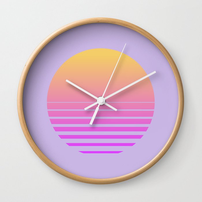 synthwave sunset Wall Clock