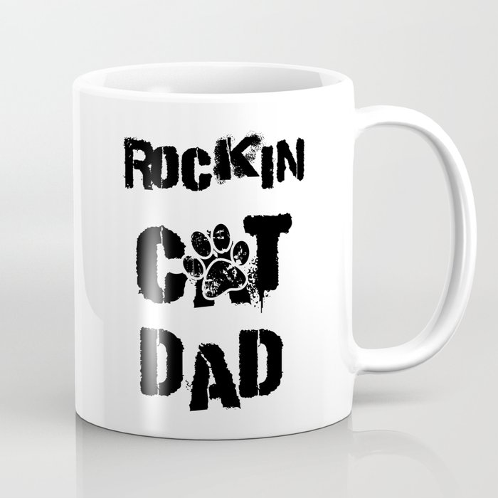 Music Rocking Cat Dad Black and White Typography Coffee Mug