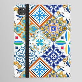 Tiles,mosaic,azulejo,quilt,Portuguese,majolica,lemons,citrus. iPad Folio Case