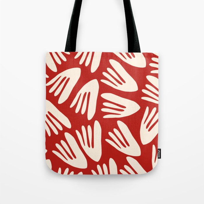 Big Cutouts Papier Découpé Abstract Pattern in Red and Almond Cream Tote Bag