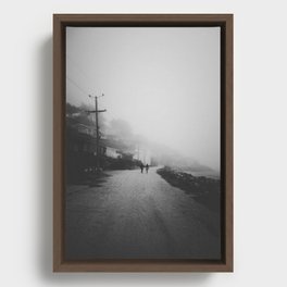 Foggy Walks On The Beach Framed Canvas