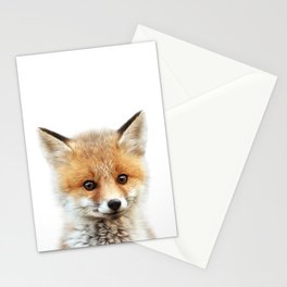 Baby Fox, Fox Cub, Woodland Animals, Kids Art, Baby Animals Art Print By Synplus Stationery Cards