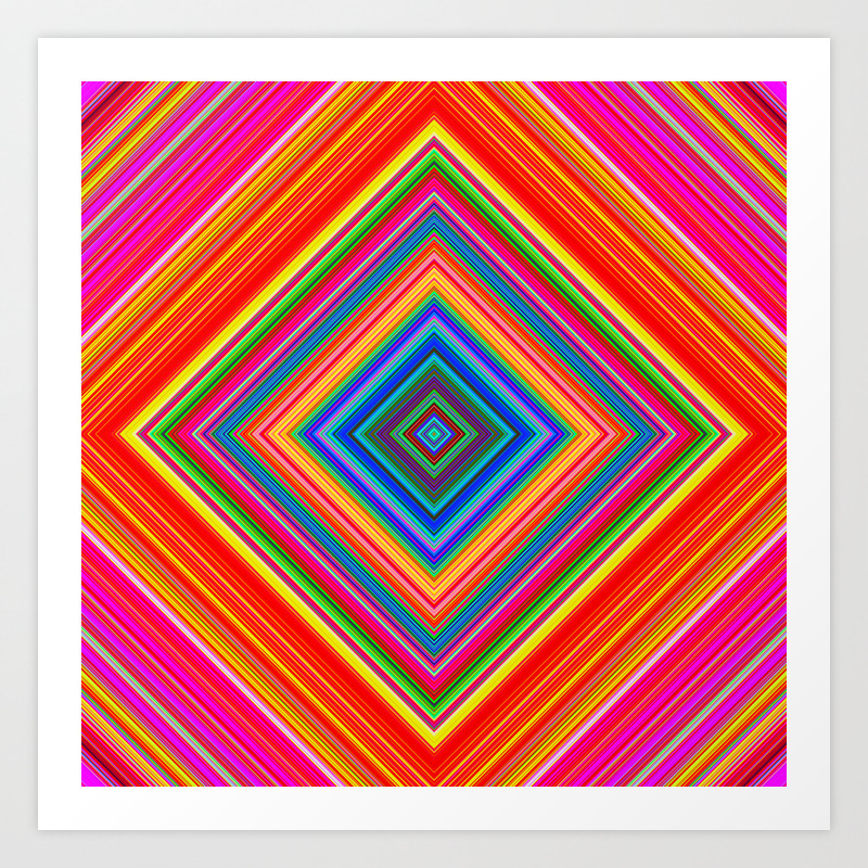 Rainbow Abstract Psychedelic Neon Dawn Triangle Design Pink And