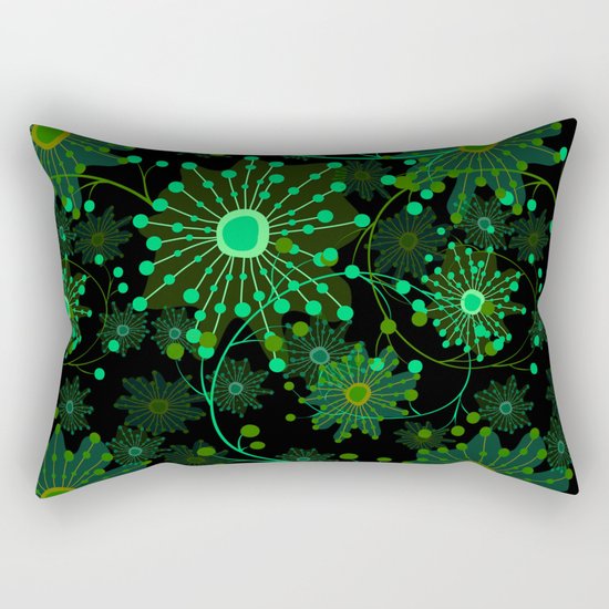 Black and green abstract pattern . Rectangular Pillow