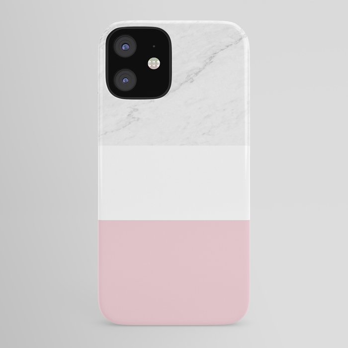 Marble Dusty Pink White Color Block Modern Geometry iPhone Case