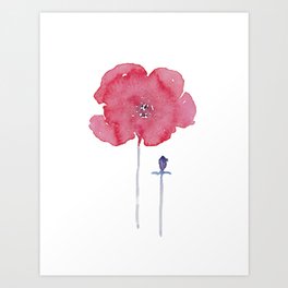 Red poppy flower field Painting Abstract Watercolor Art Print