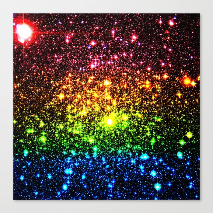 Rainbow Sparkle Galaxy Stars Canvas Print By Vintageby2sweet Society6