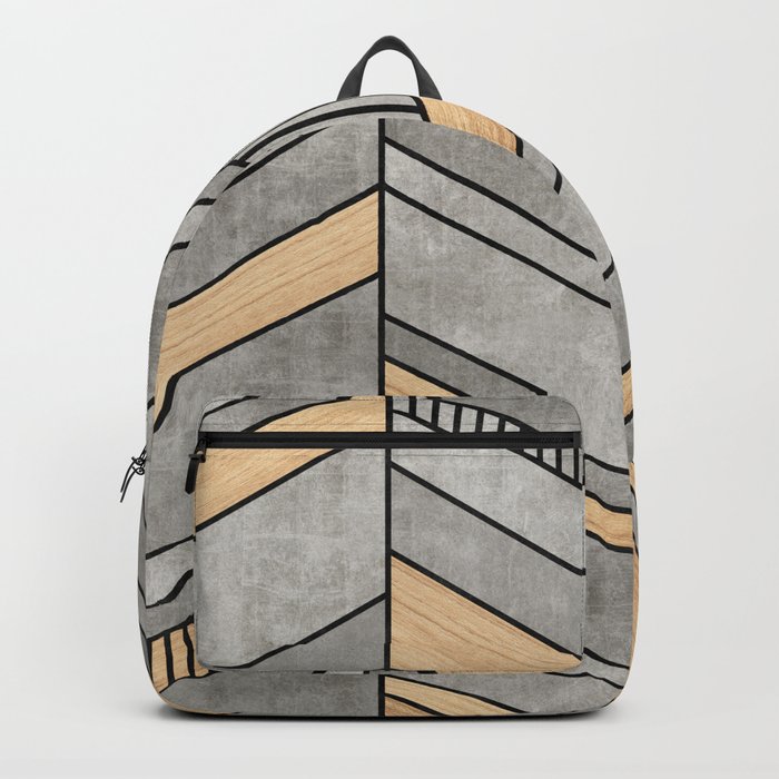 Abstract Chevron Pattern - Concrete and Wood Backpack