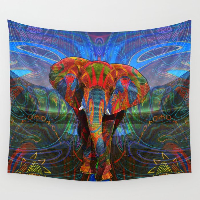 Trippy shop elephant tapestry