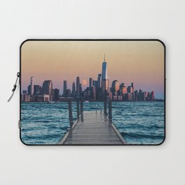 New York City Sunset and Moon-Surreal Travel Collage Laptop Sleeve