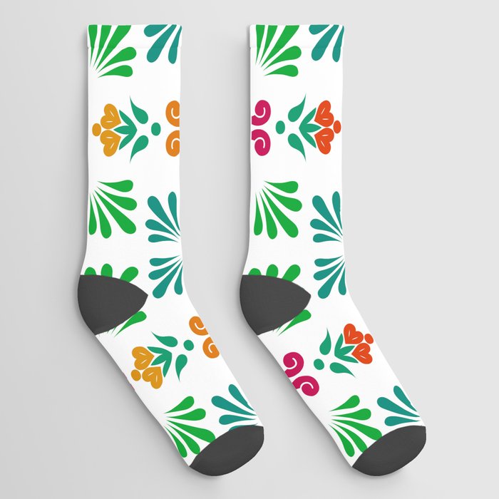 Green 3, Framed Talavera Flower Socks