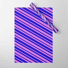 [ Thumbnail: Orchid & Blue Colored Stripes/Lines Pattern Wrapping Paper ]