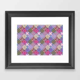 Patchwork,mosaic,flowers,azulejo,quilt,Portuguese style art Framed Art Print