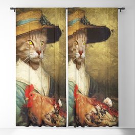 Whiskered Elegance: Cat, Roster, and Regal Charm | Royal cat holding a roster in her lap Blackout Curtain