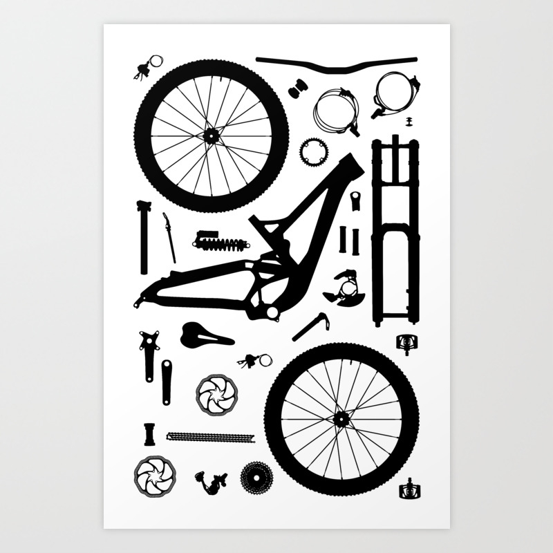 Downhill Bike Parts Art Print By Basx Society6
