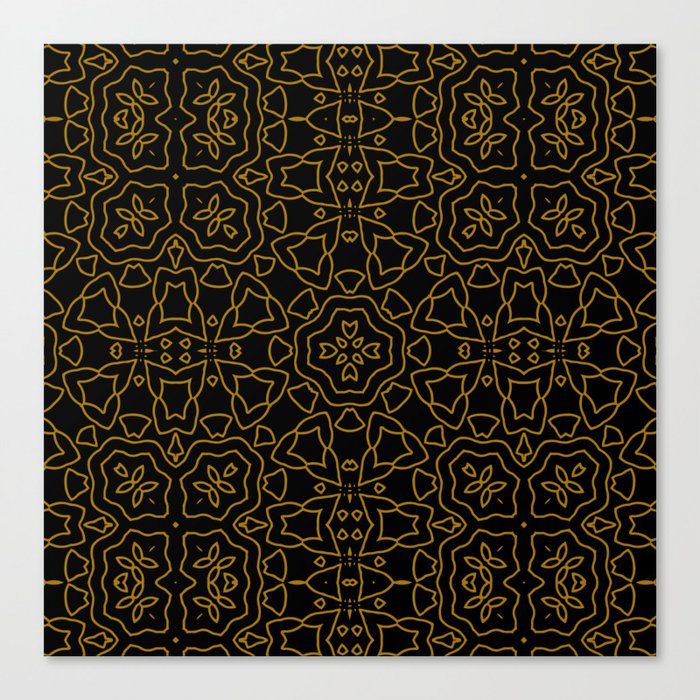Black Golden Ornament Pattern Canvas Print